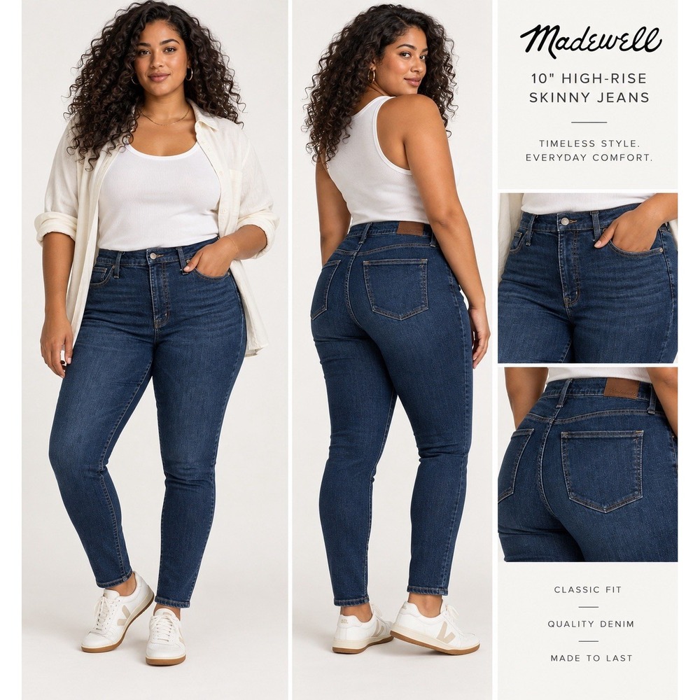 Madewell 10" High-Rise Skinny Jeans Size 31 Hayes Wash F4684 Dark Blue